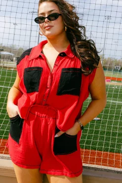 Red & Black Gauze Short