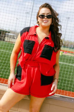 Red & Black Gauze Short