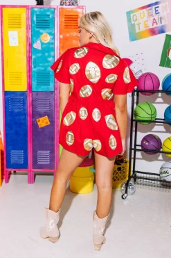 Red & Gold Football Romper