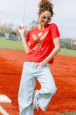 Red & Gold Baseball Tee