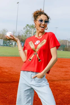 Red & Gold Baseball Tee