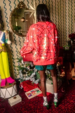 Red & Green Jeweled Christmas Lights Sweatshirt