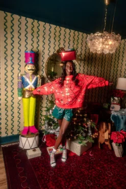 Red & Green Jeweled Christmas Lights Sweatshirt