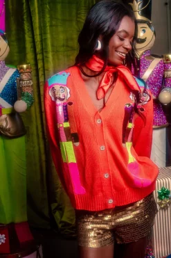 Red & Neon Nutcracker Cardigan