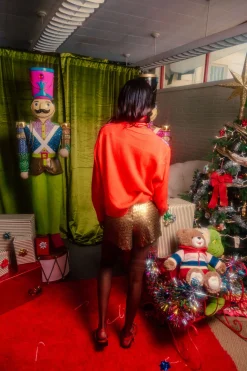 Red & Neon Nutcracker Cardigan