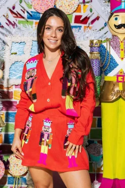 Red & Neon Nutcracker Cardigan
