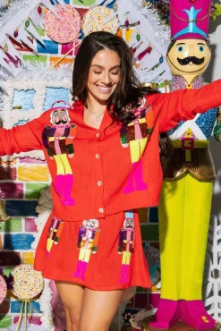 Red & Neon Nutcracker Cardigan