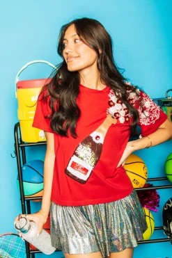 Red & White Popping Champagne Tee