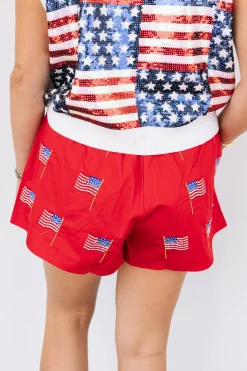 Red Beaded American Flag Short
