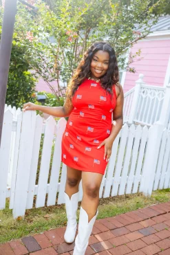 Red Beaded Flag Tank Dress
