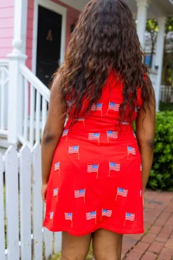 Red Beaded Flag Tank Dress