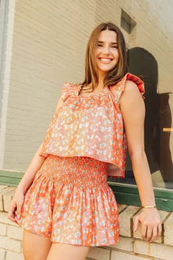Red Butterfly Ruffle Tank