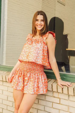 Red Butterfly Ruffle Tank