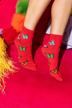 Red Butterfly Socks