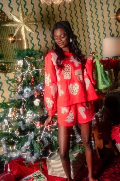 Red Fuzzy Christmas Cookie Sweatshirt