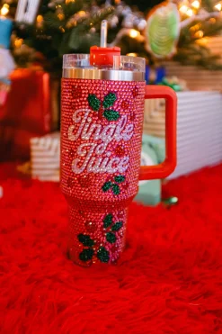 Red 'Jingle Juice' Rhinestone Tumbler