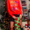 Red Merry Everything Glitter Script Sweater