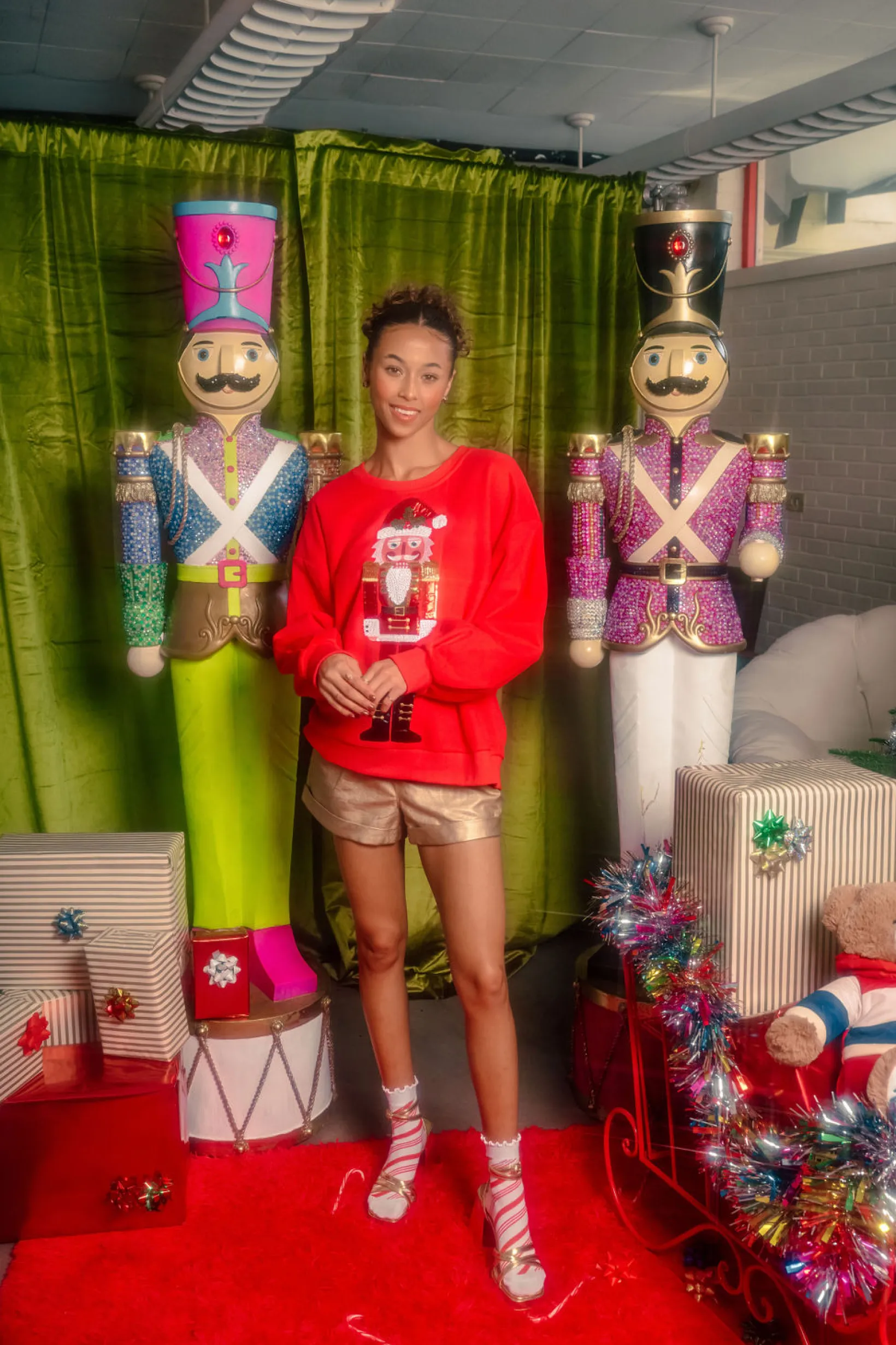 Red Metallic Santa Nutcracker Sweatshirt