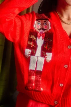 Red Nutcracker in Leopard Blazer Cardigan