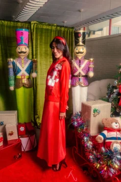 Red Nutcracker in Leopard Blazer Cardigan