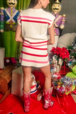 Red, Pink & White Stripe 'Santa Baby' Fuzzy Santa Top
