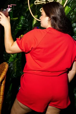 Red Rainbow Pom Pom Top