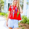 Red Scattered Parrot Tee