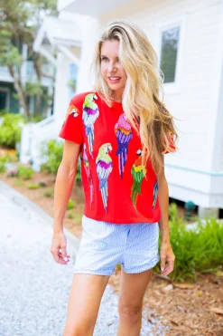 Red Scattered Parrot Tee