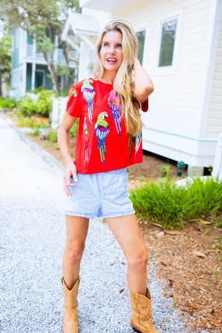 Red Scattered Parrot Tee