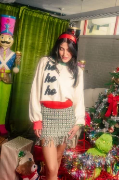 Red, White & Green Colorblock 'Ho Ho Ho' Sweater