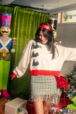 Red, White & Green Colorblock 'Ho Ho Ho' Sweater