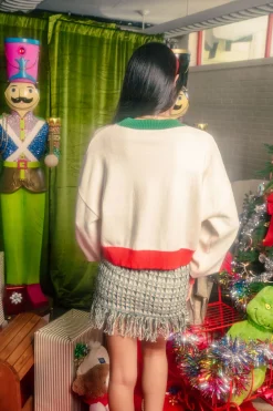 Red, White & Green Colorblock 'Ho Ho Ho' Sweater