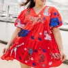 Red, White, and Blue Animal Poof Sleeve Dress