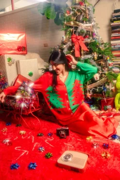 Red/Green Christmas Tree Cardigan