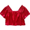 Red/Red Flutter Top