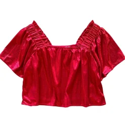 Red/Red Flutter Top