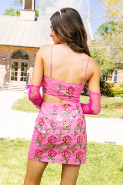 Rose & Sparkle Cut Out Dress