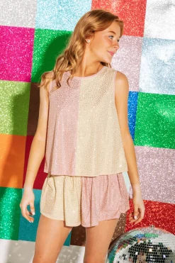 Rose/Beige Rhinestone Active Shorts