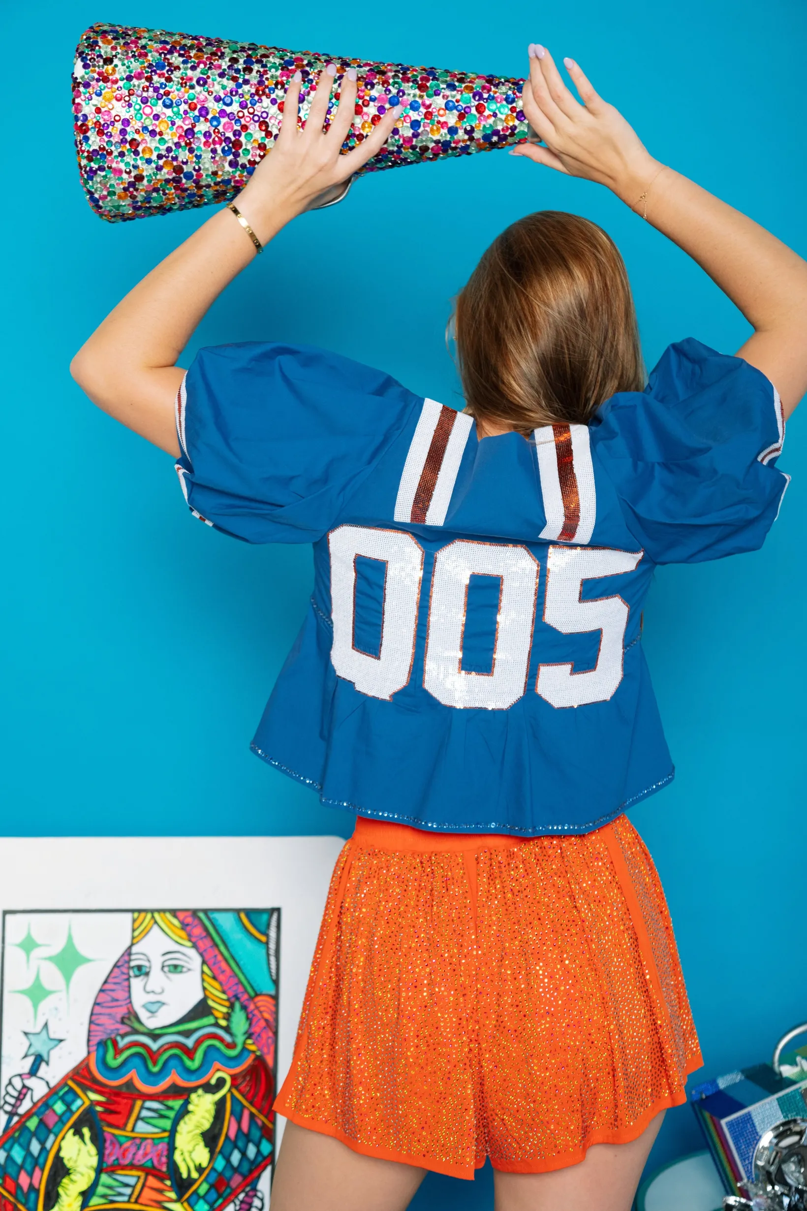 Royal & Orange QOS Jersey Peplum Top