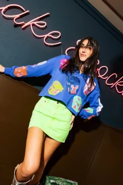 Royal Blue Multi Chinese Box Collar Sweatshirt