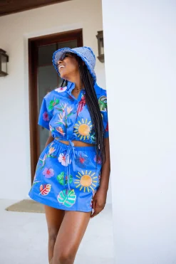 Royal Blue Paradise Icon Cotton Skirt