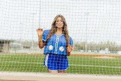 Royal Blue Peplum Baseball Top