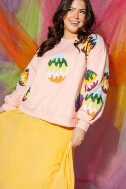 Salmon Groovy Easter Egg Sweatshirt