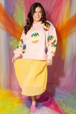 Salmon Groovy Easter Egg Sweatshirt