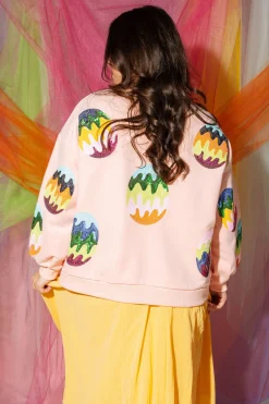 Salmon Groovy Easter Egg Sweatshirt
