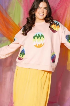 Salmon Groovy Easter Egg Sweatshirt