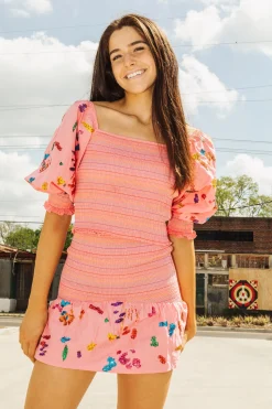 Sequin Splatter Paint Smocked Skirt