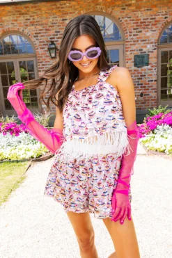 Sequin Triangle Feather Bottom Tank