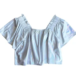Silver Holographic Flutter Top