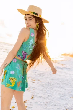 Teal Mermaid, Coral & Shell Terry Cloth Tank